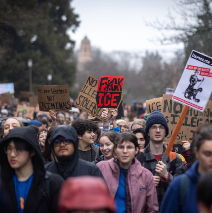 UW Seattle students protesting ICE on Jan. 30th.